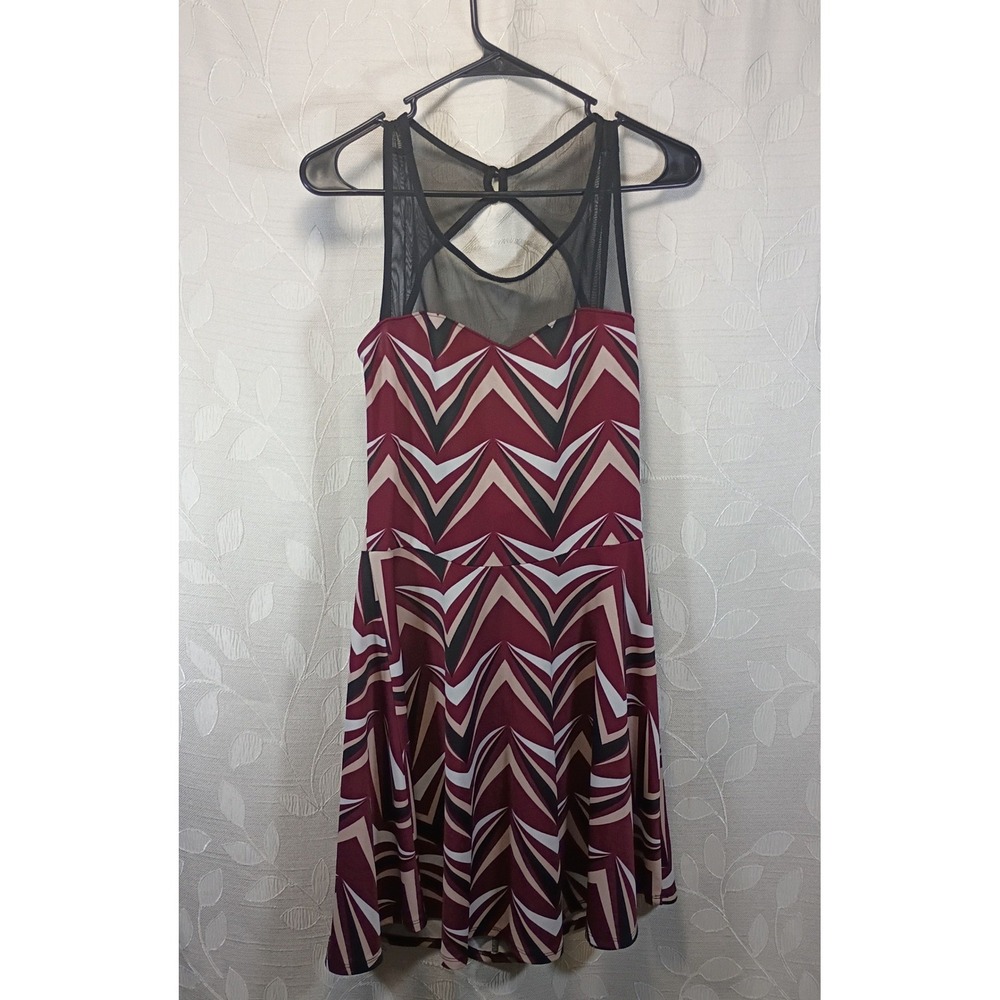 Charlotte Russe Geometric Chevron Mini Dress Sheer Mesh Cutout Whimsigoth M